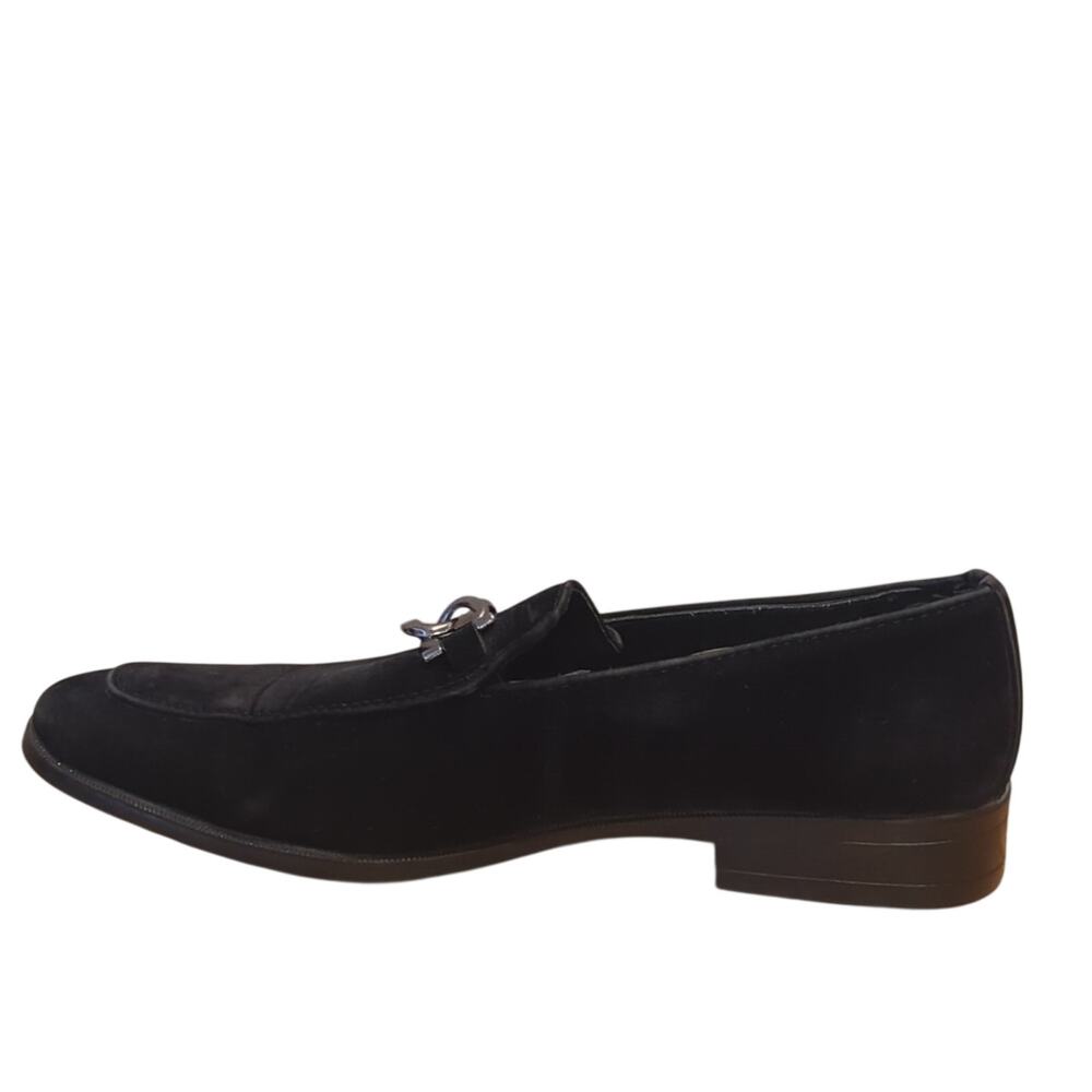 Marco Vitale Collection Black Suede Silver Tone Chain Slide On Loafer Men's 7.5 - Picture 8 of 12